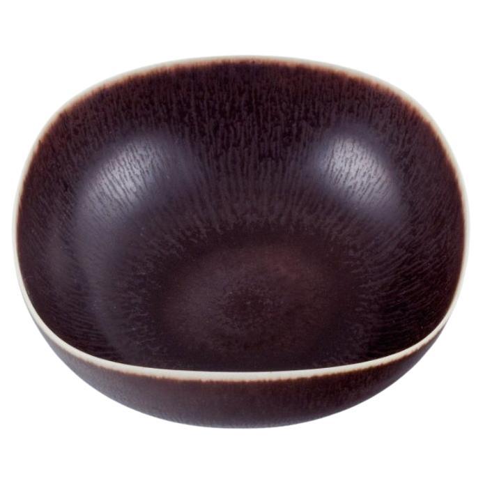 Berndt Friberg for Gustavsberg, Sweden. Ceramic bowl in hare fur glaze.  For Sale