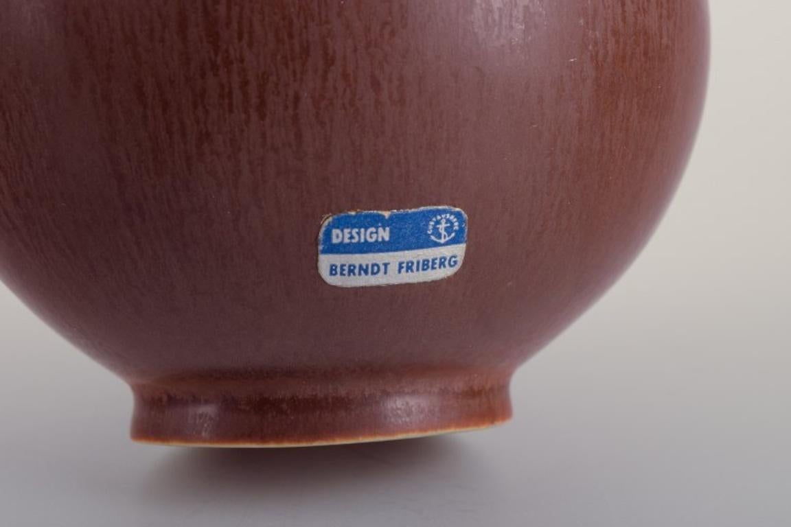 Mid-20th Century Berndt Friberg for Gustavsberg, Sweden. Ceramic vase with brown glaze For Sale