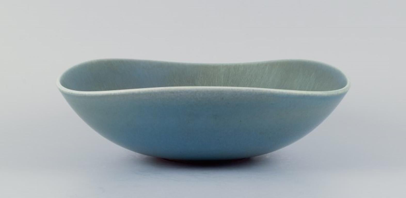 Scandinavian Modern Berndt Friberg for Gustavsberg, Sweden. Large ceramic bowl in blue-green tones For Sale