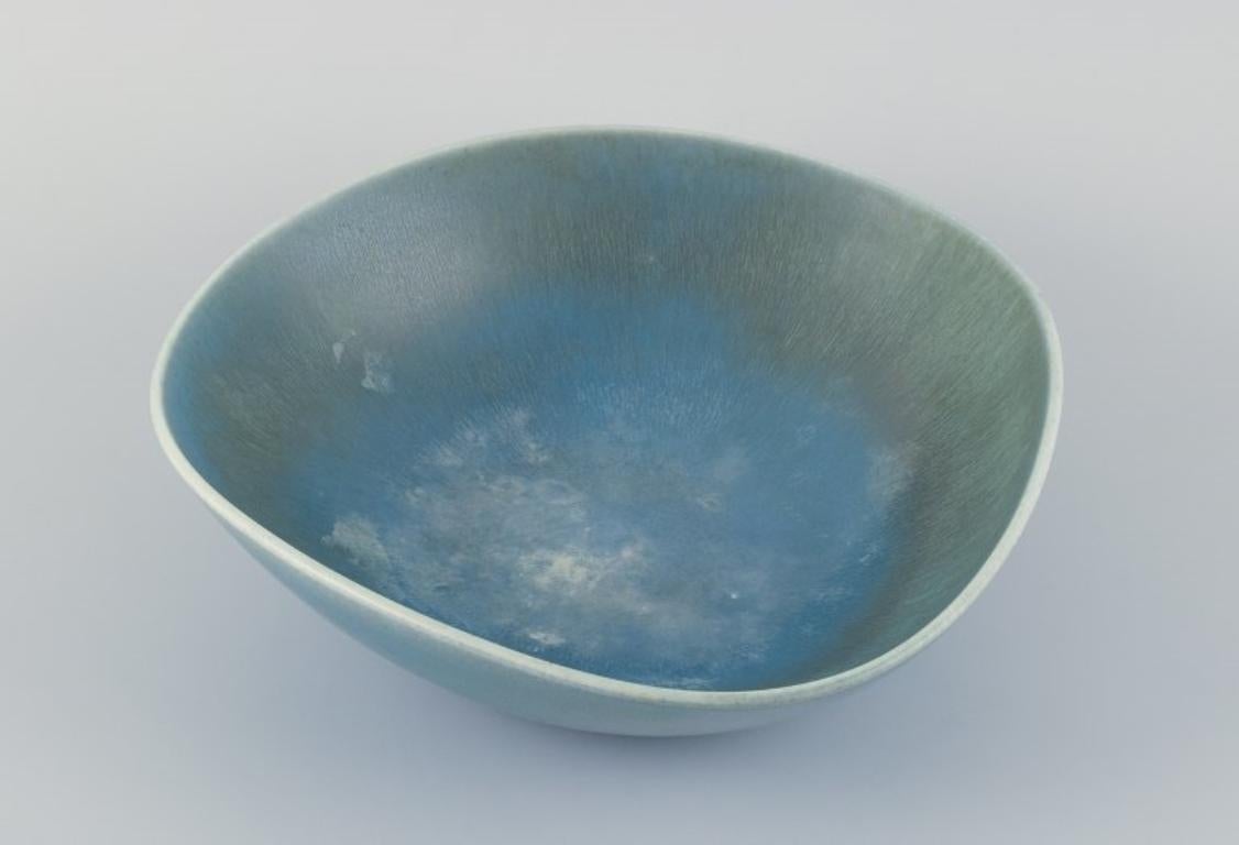 Swedish Berndt Friberg for Gustavsberg, Sweden. Large ceramic bowl in blue-green tones For Sale