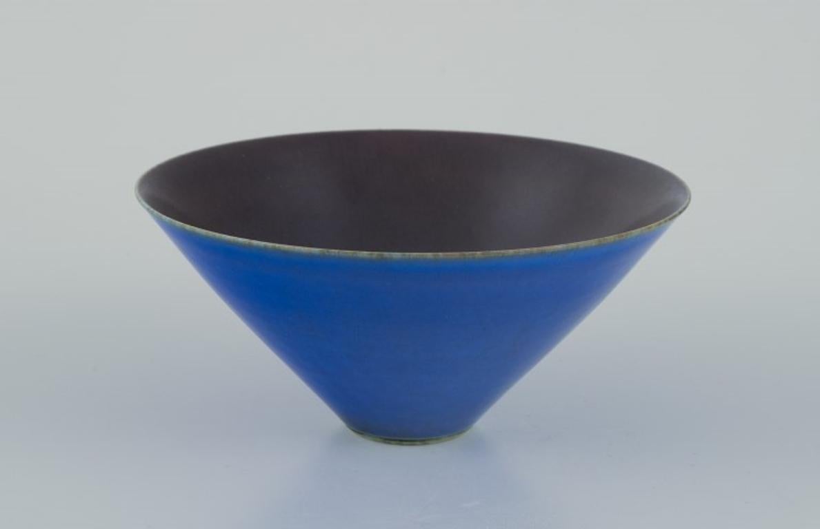 Berndt Friberg for Gustavsberg. Unique ceramic bowl. Hare's fur glaze. For Sale