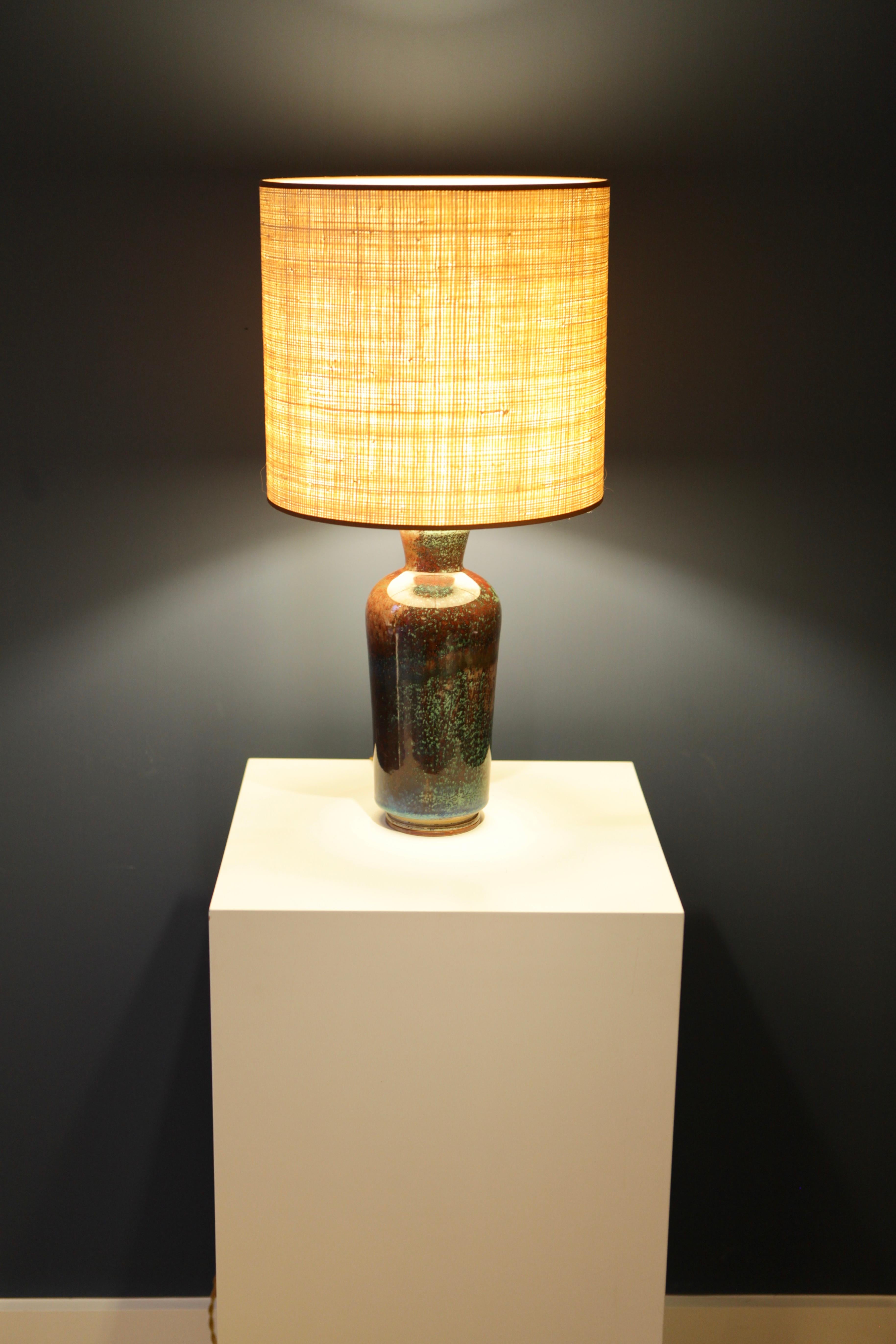 Scandinavian Modern Berndt Friberg, Glazed Stoneware Table Lamp, Gustavsberg Studio, Sweden, 1960s