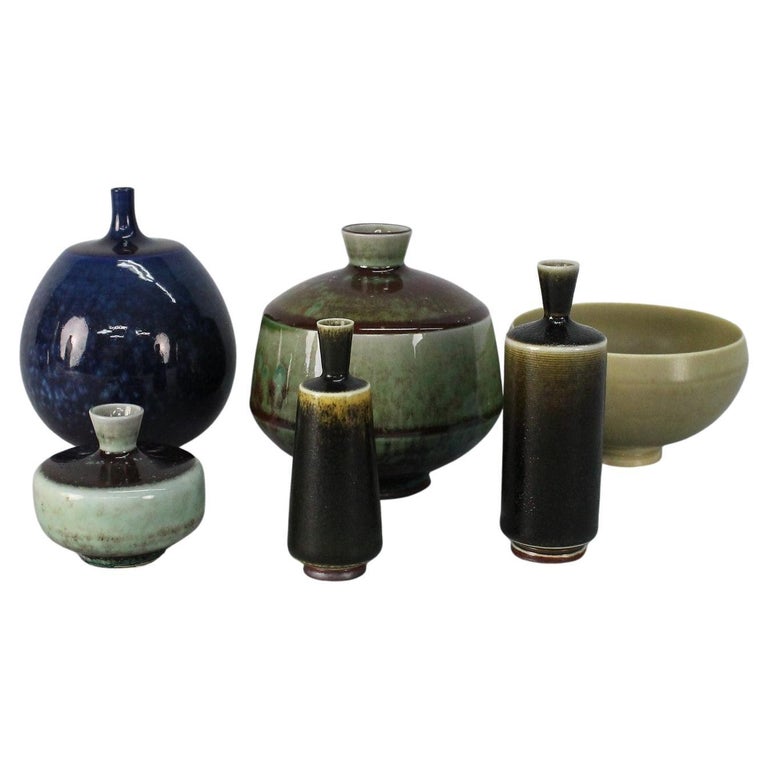 Berndt Friberg Group of Six Ceramic Bowls and Vases For Sale at 1stDibs