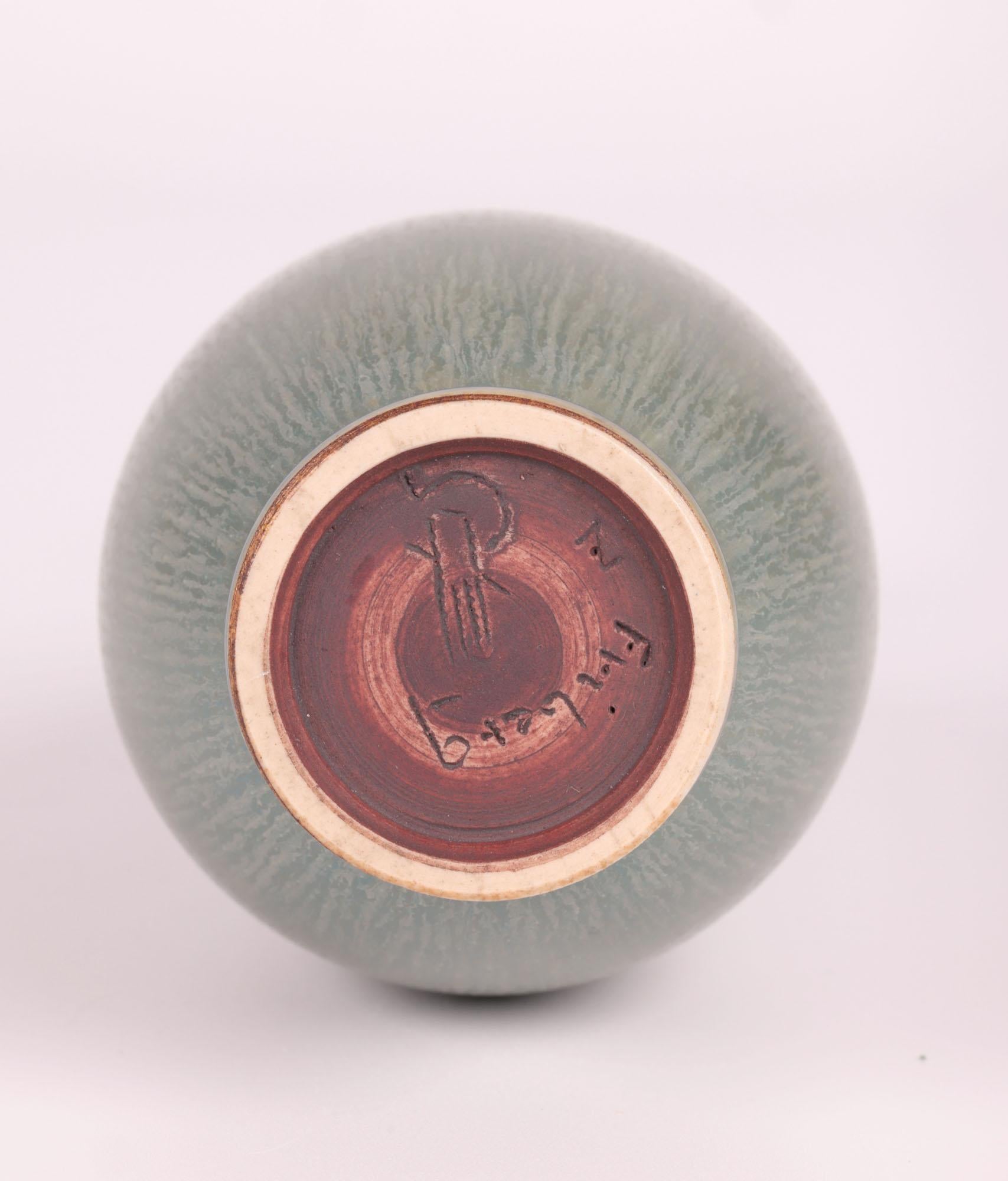 Berndt Friberg Gustavsberg Haresfur Flared Bottle Studio Pottery Vase For Sale 4