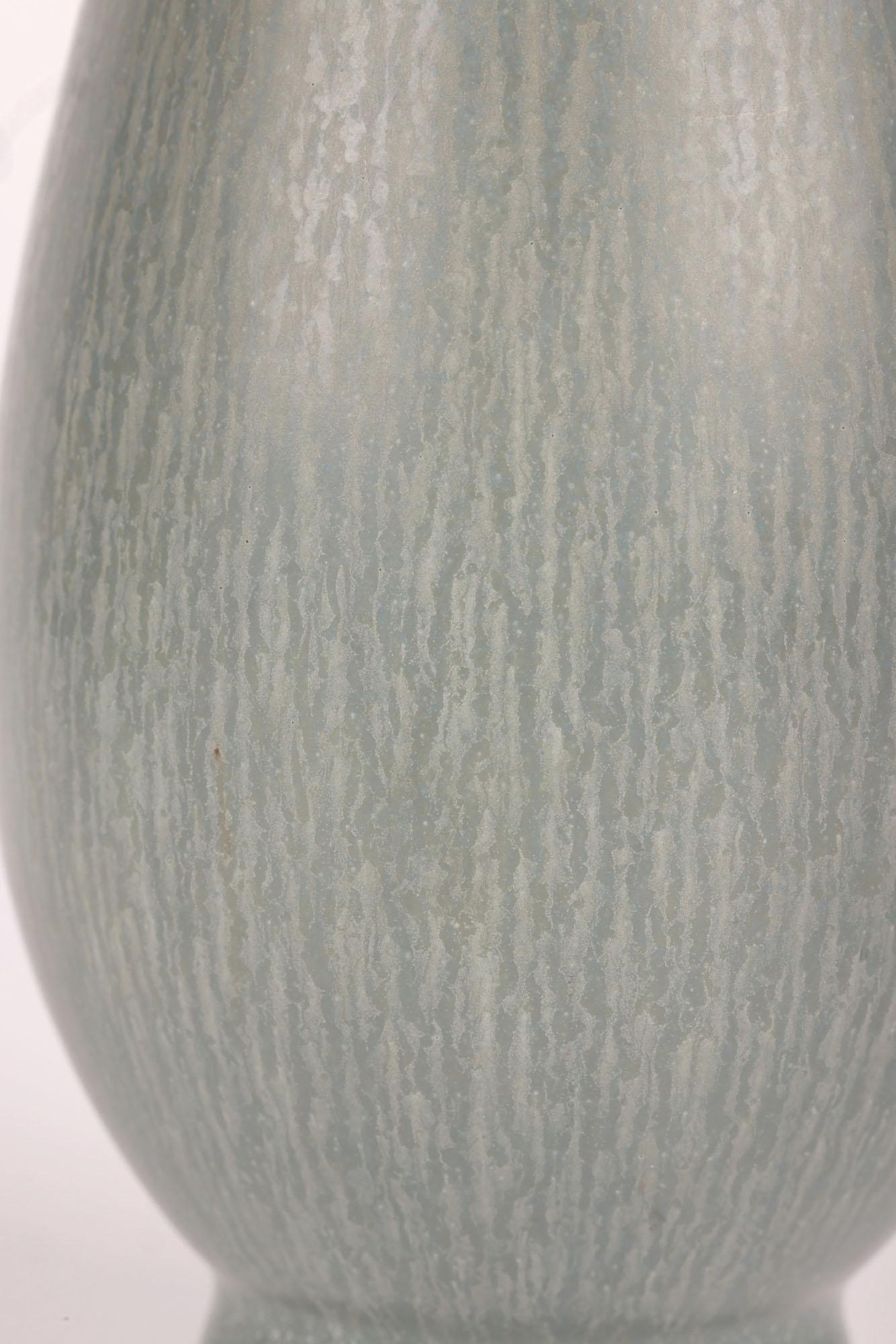 Swedish Berndt Friberg Gustavsberg Haresfur Flared Bottle Studio Pottery Vase For Sale