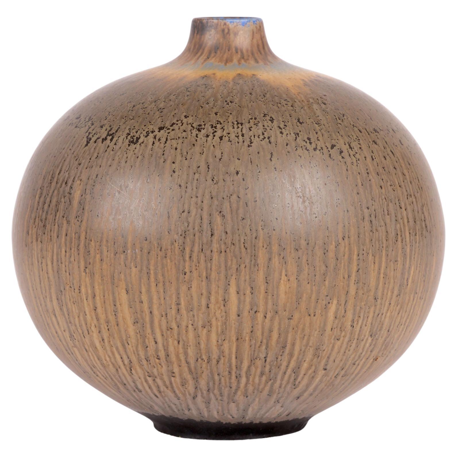 Berndt Friberg Gustavsberg Hasenfell glasierte Zwiebelform Studio Pottery Vase im Angebot