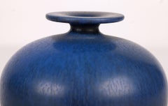 Berndt Friberg Gustavsberg Miniature Blue Haresfur Studio Pottery Vase