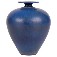 Berndt Friberg Gustavsberg Miniature Blau Hasenfell Studio Pottery Vase