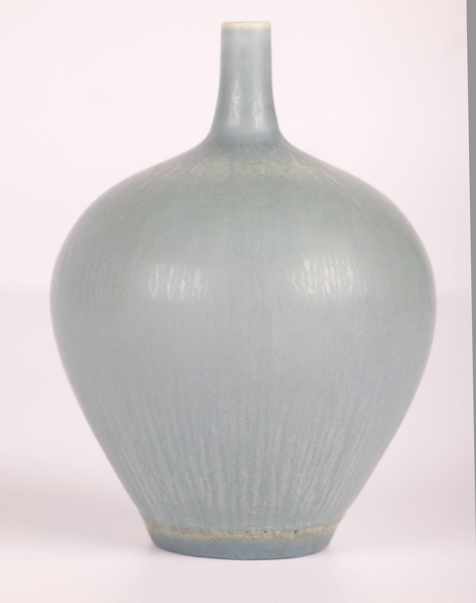 Berndt Friberg Gustavsberg Miniature Celadon Studio Pottery Vase For Sale 2