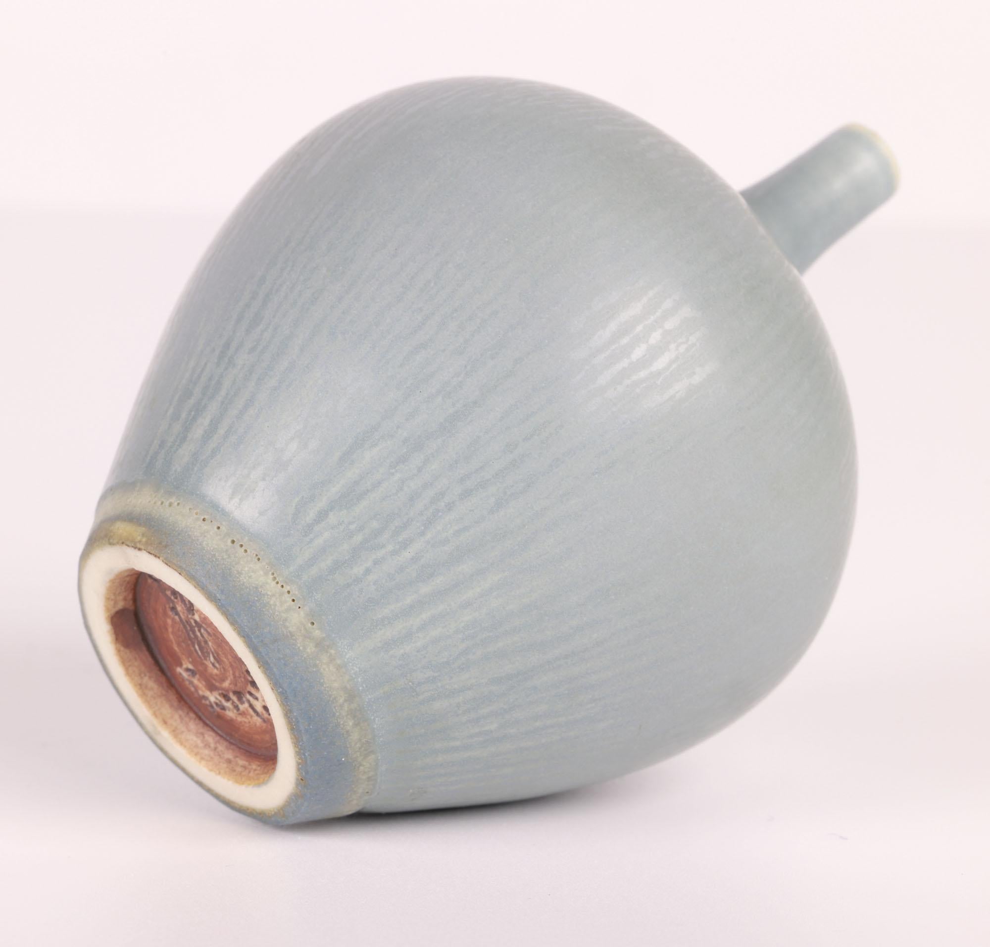 Berndt Friberg Gustavsberg Miniature Celadon Studio Pottery Vase For Sale 3