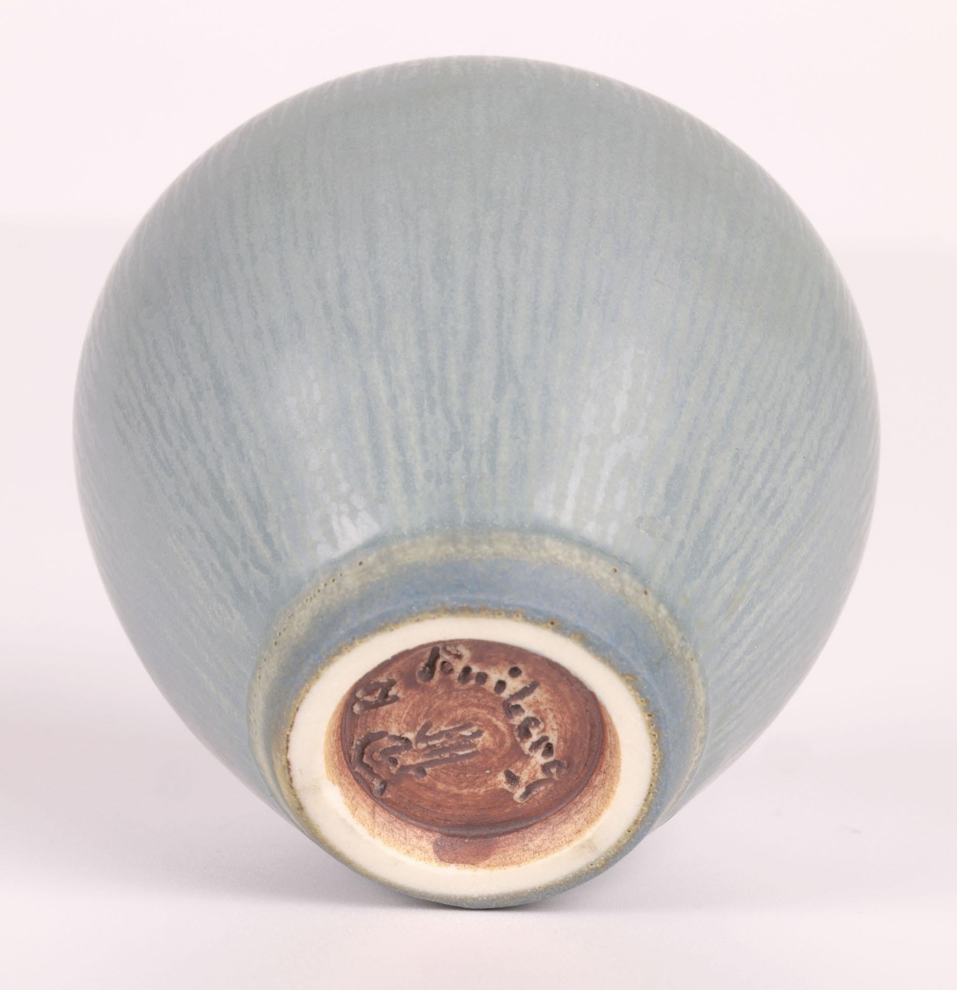 Berndt Friberg Gustavsberg Miniature Celadon Studio Pottery Vase For Sale 4