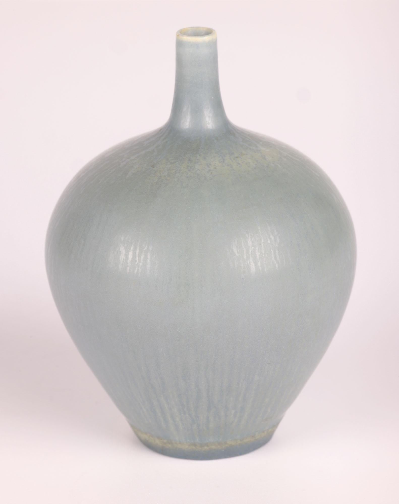 Berndt Friberg Gustavsberg Miniature Celadon Studio Pottery Vase For Sale 5