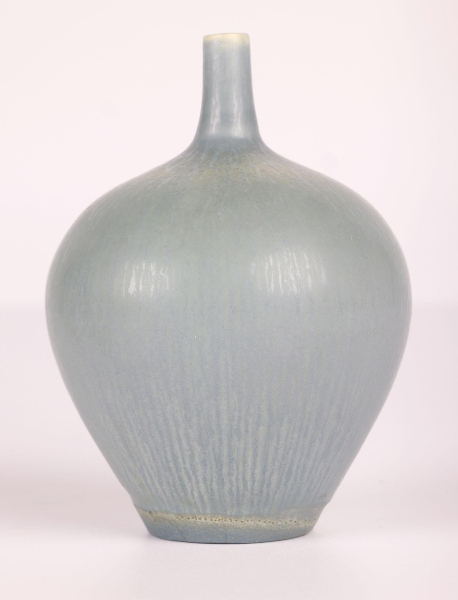 Berndt Friberg Gustavsberg Miniature Celadon Studio Pottery Vase For Sale 8