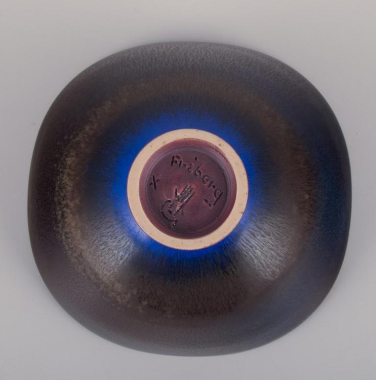 20th Century Berndt Friberg, Gustavsberg Studio. Ceramic bowl with glaze in blue-green tones For Sale