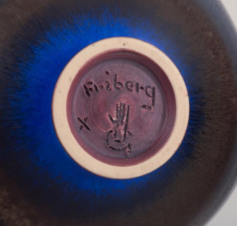 Berndt Friberg, Gustavsberg Studio. Ceramic bowl with glaze in blue-green tones For Sale 1