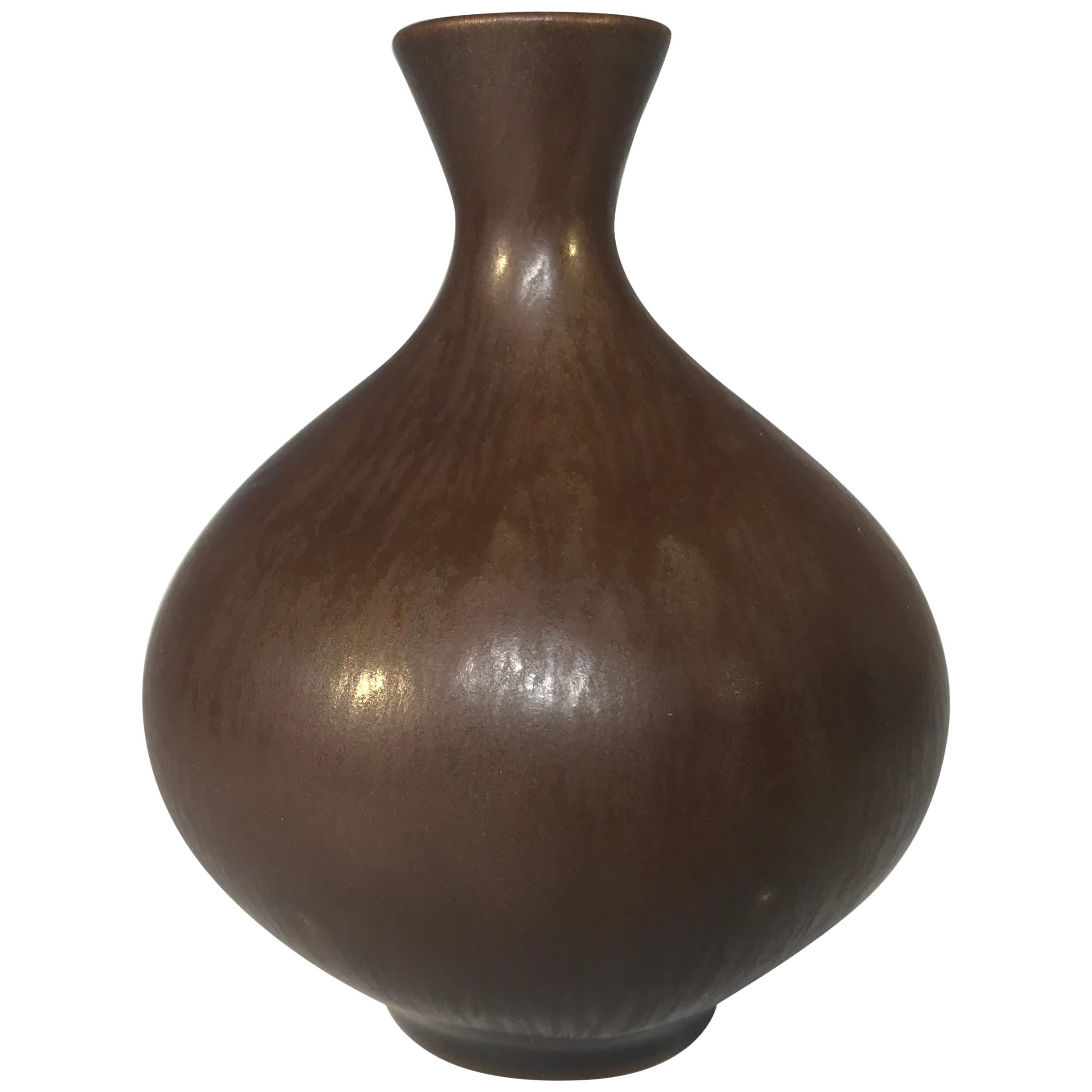 Berndt Friberg Gustavsberg:: Schweden:: Miniatur-Hasenfell-Glasur:: handgedrehte Vase