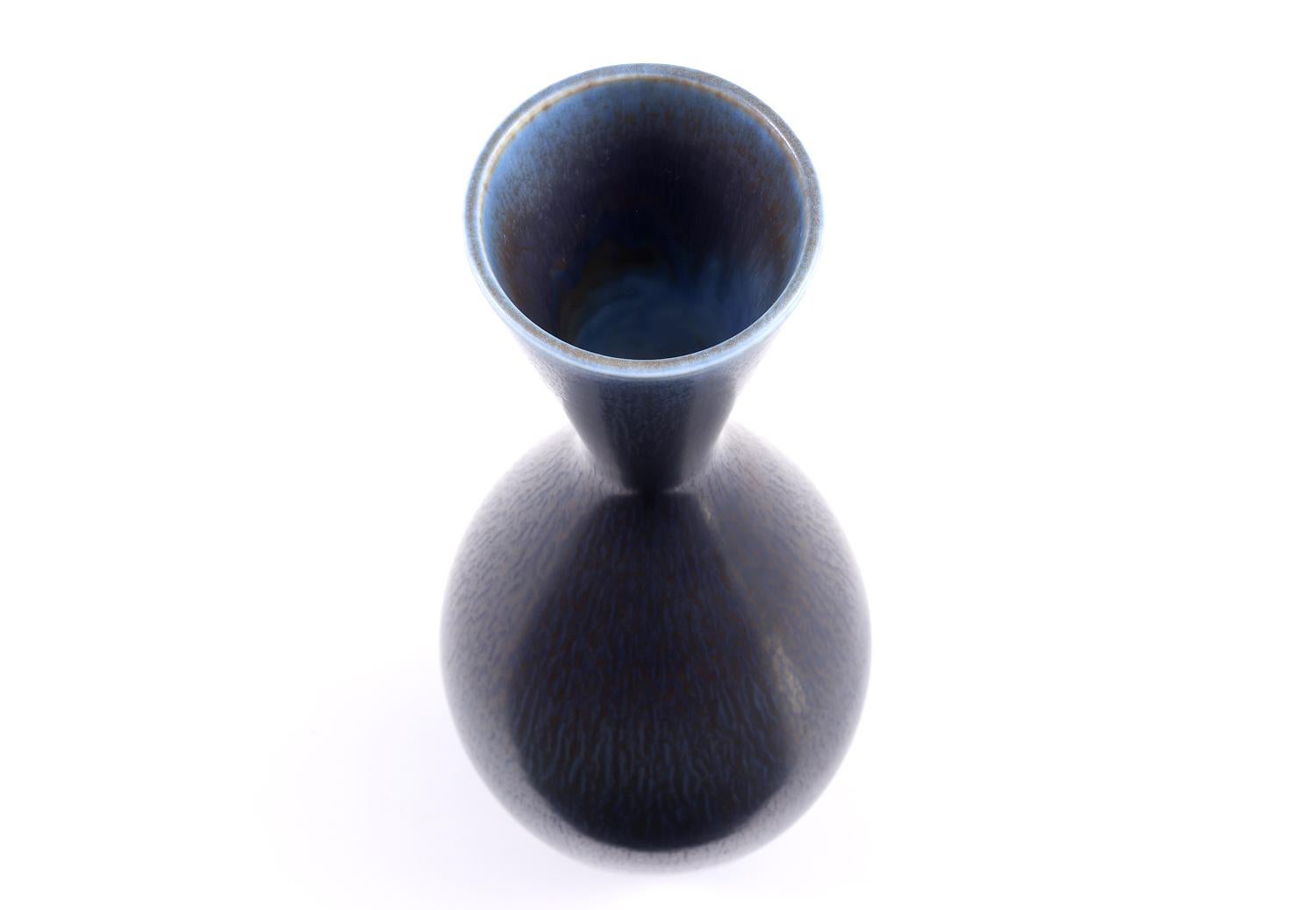 Ceramic Berndt Friberg, Stoneware Blue and Black Large Vase, Gustavsberg , Sweden 1962 For Sale