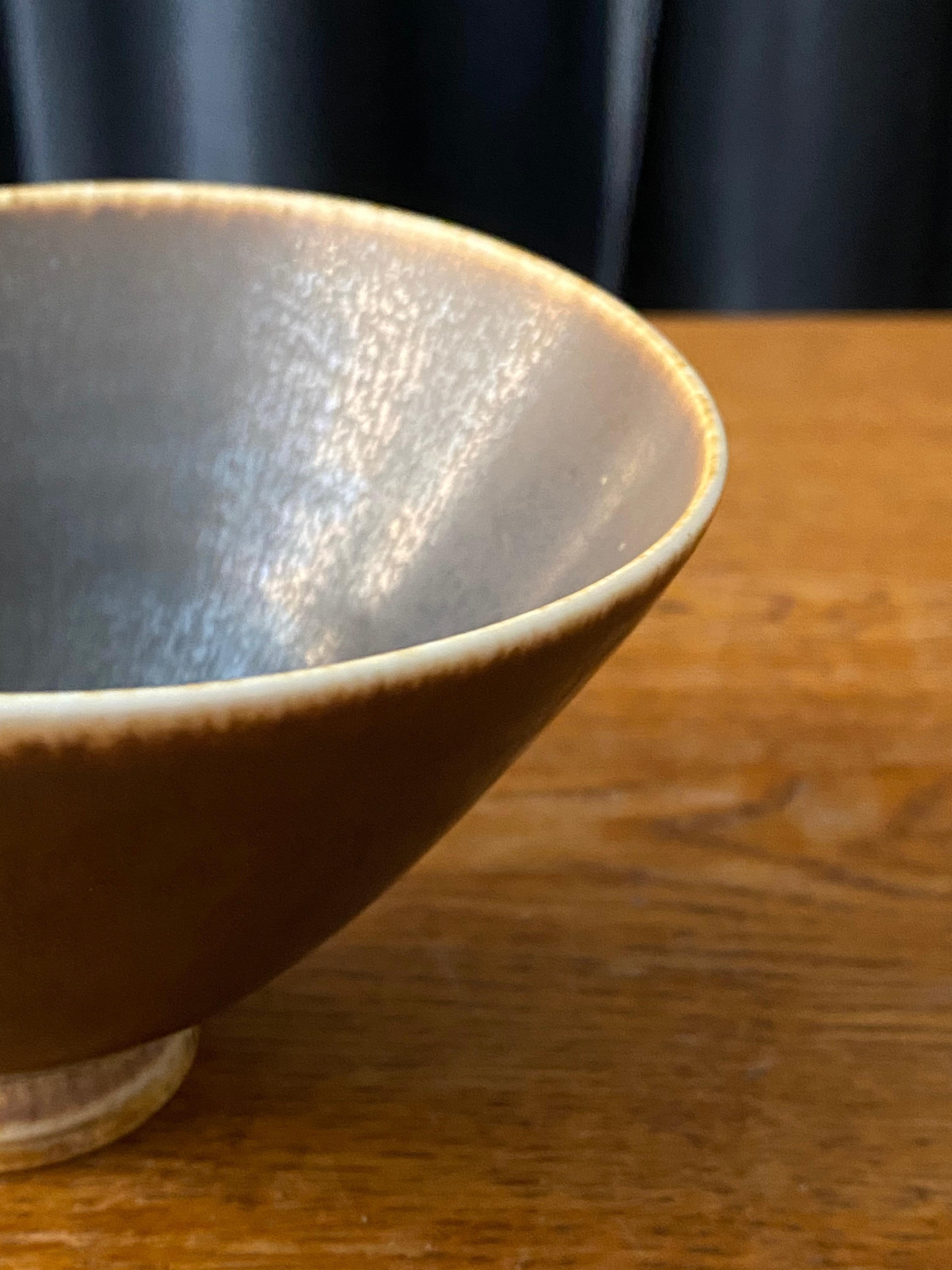 Late 20th Century Berndt Friberg Small Bowl, Brown Glazed Ceramic, Gustavsberg, 1976