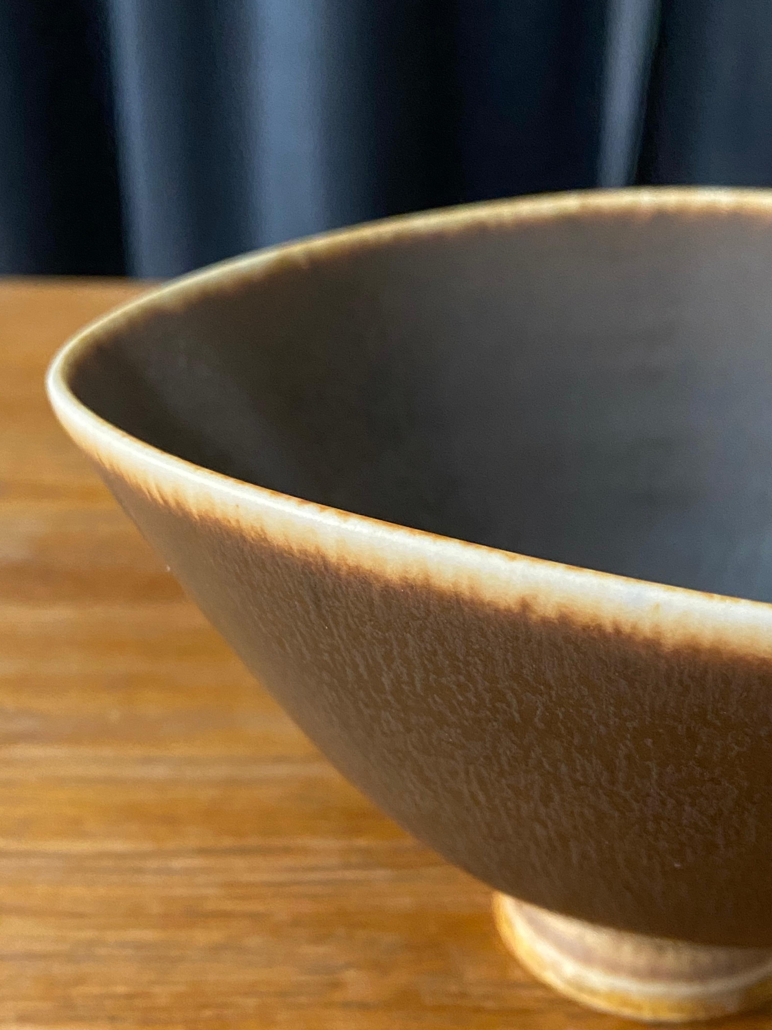 Berndt Friberg Small Bowl, Brown Glazed Ceramic, Gustavsberg, 1976 1