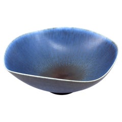 Berndt Friberg, Stoneware Blue and Black Bowl, Gustavsberg, Sweden, 1962