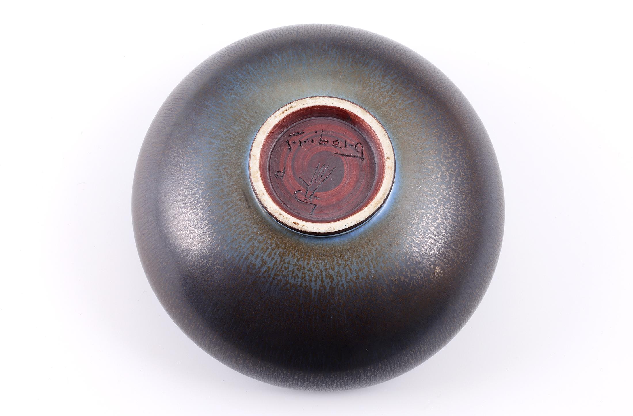 Berndt Friberg, Stoneware Blue Black Bowl, Gustavsberg, Sweden, 1962 For Sale 3