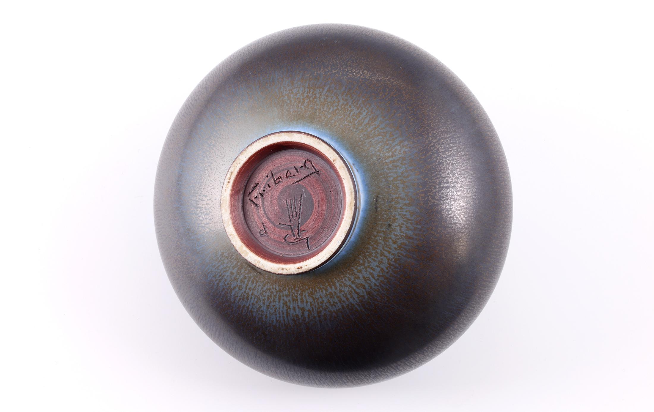 Berndt Friberg, Stoneware Blue Black Bowl, Gustavsberg, Sweden, 1962 For Sale 5
