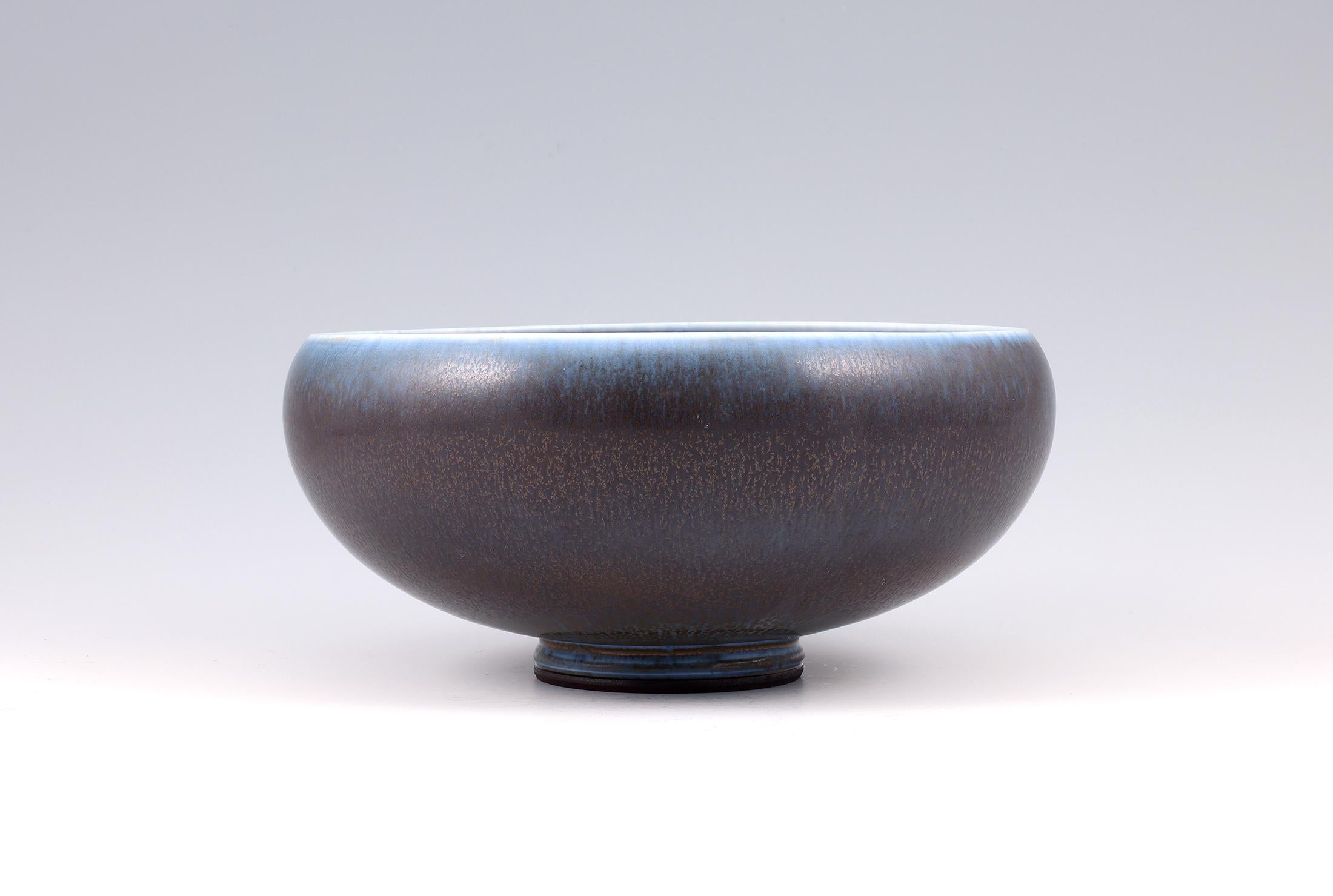 20th Century Berndt Friberg, Stoneware Blue Black Bowl, Gustavsberg, Sweden, 1962 For Sale