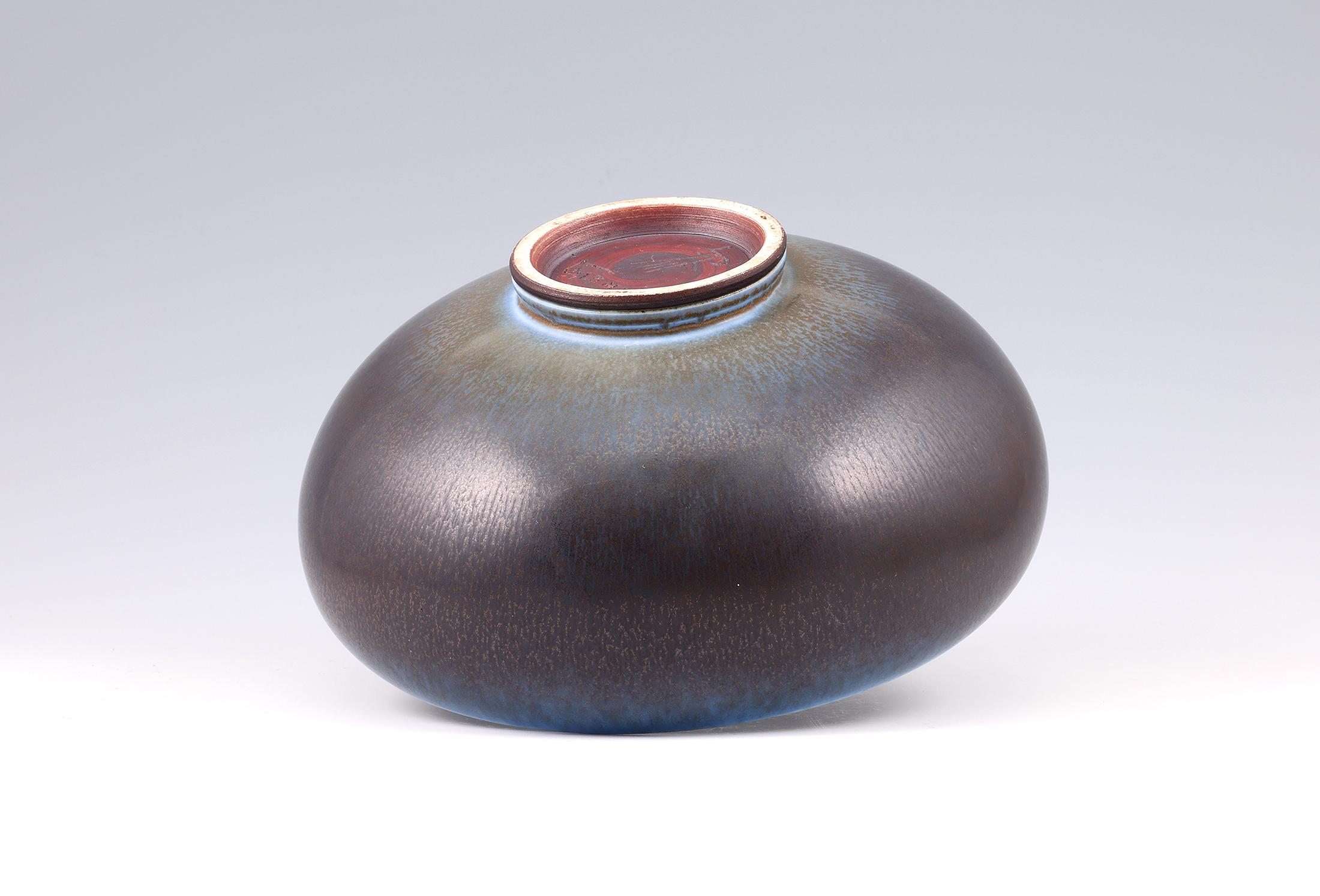 Berndt Friberg, Stoneware Blue Black Bowl, Gustavsberg, Sweden, 1962 For Sale 1