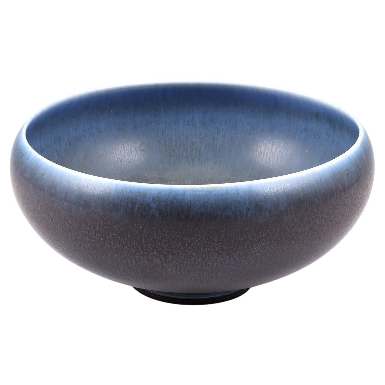 Berndt Friberg, Stoneware Blue Black Bowl, Gustavsberg, Sweden, 1962 For Sale