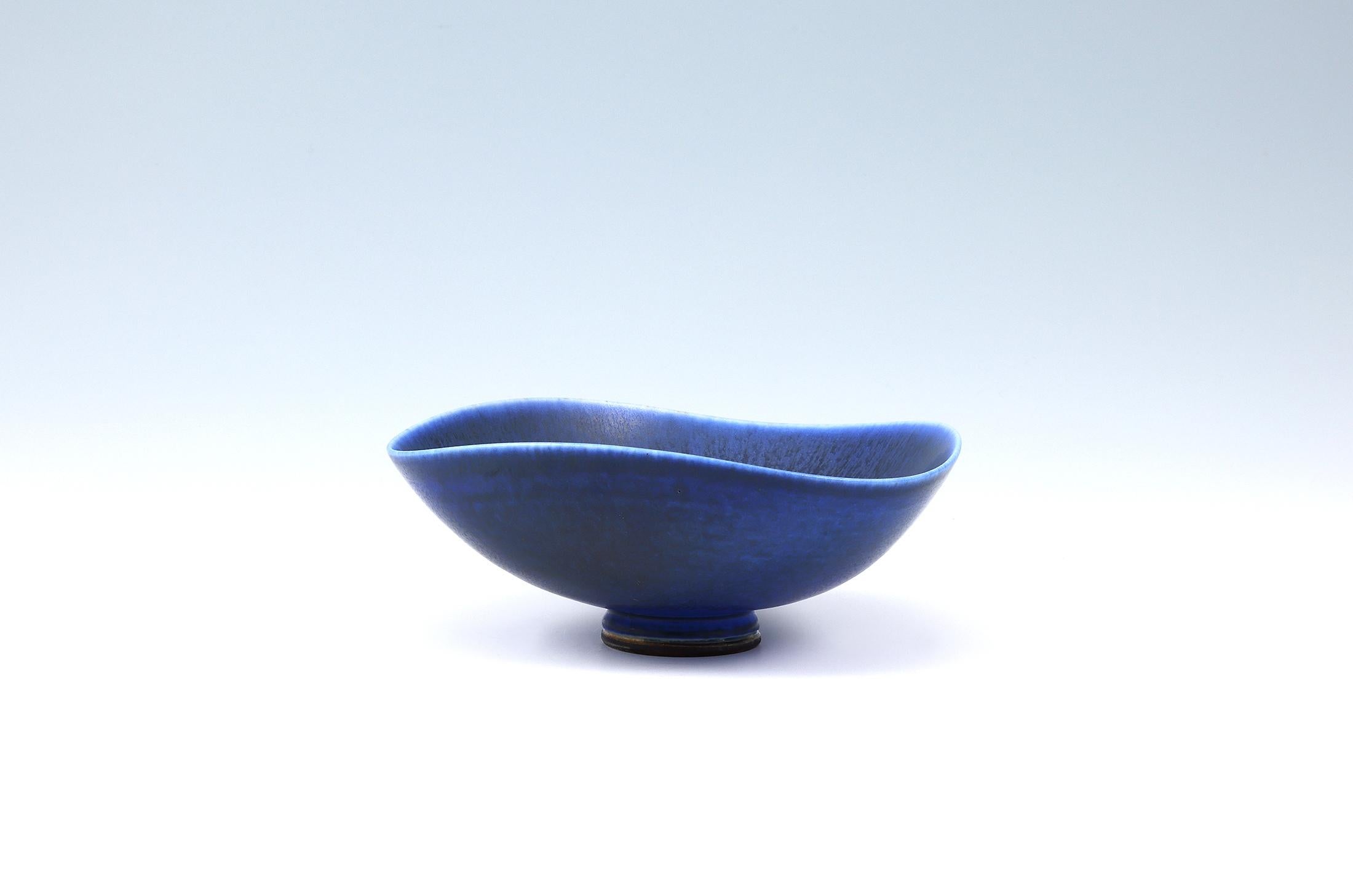 Swedish Berndt Friberg, Stoneware Blue Bowl, Gustavsberg, Sweden, 1963