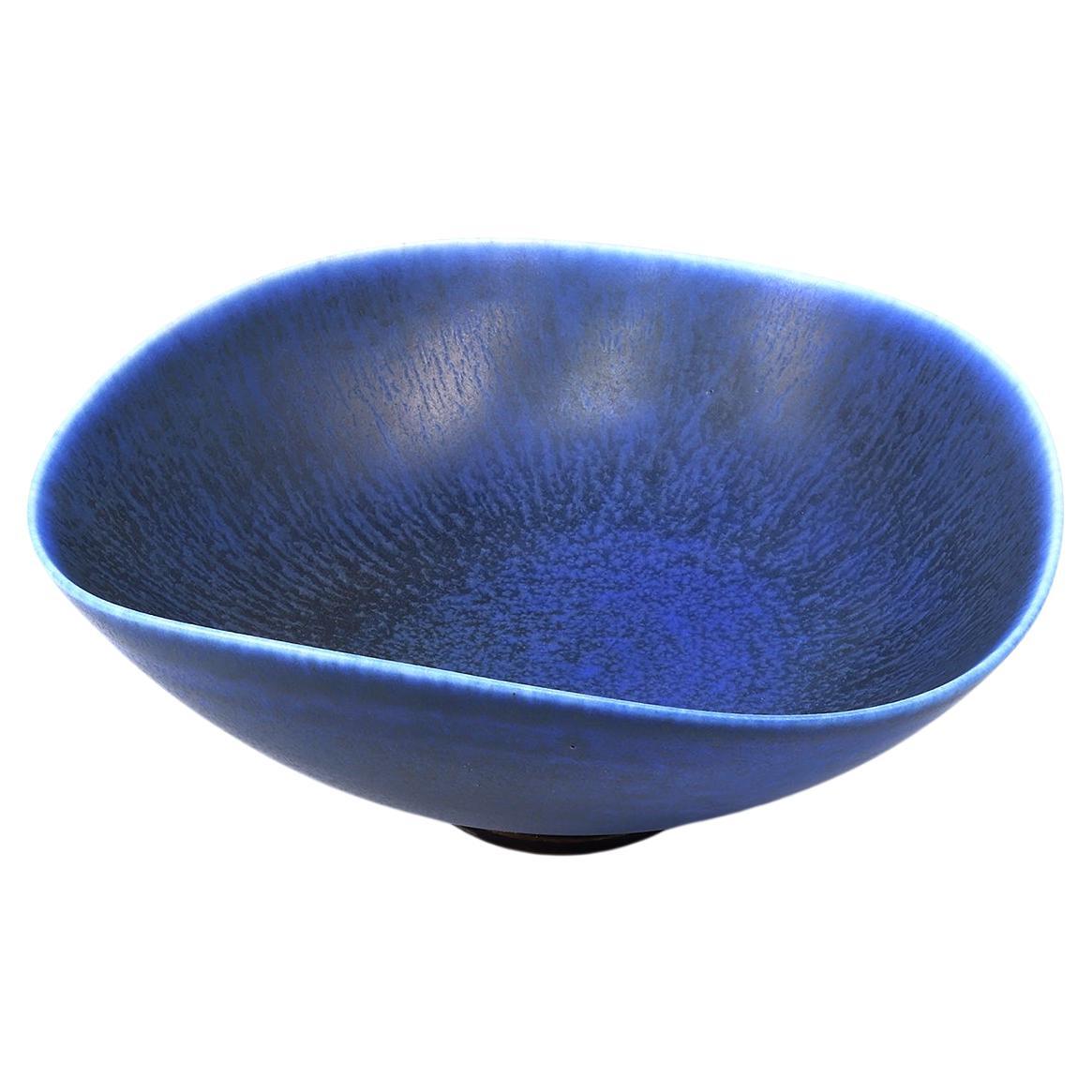 Berndt Friberg, Stoneware Blue Bowl, Gustavsberg, Sweden, 1963