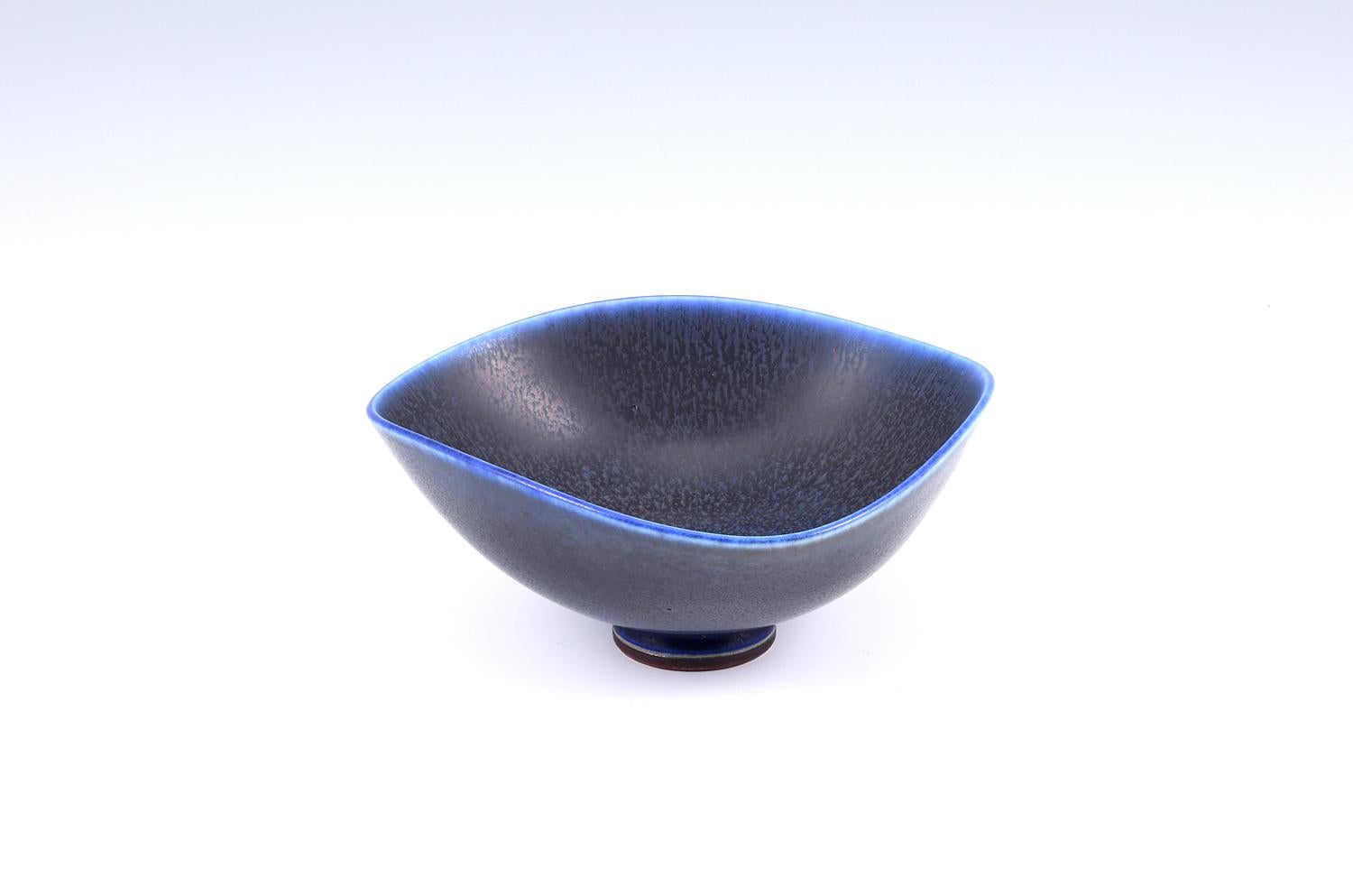 Swedish Berndt Friberg, Stoneware Blue Bowl, Gustavsberg, Sweden, 1964