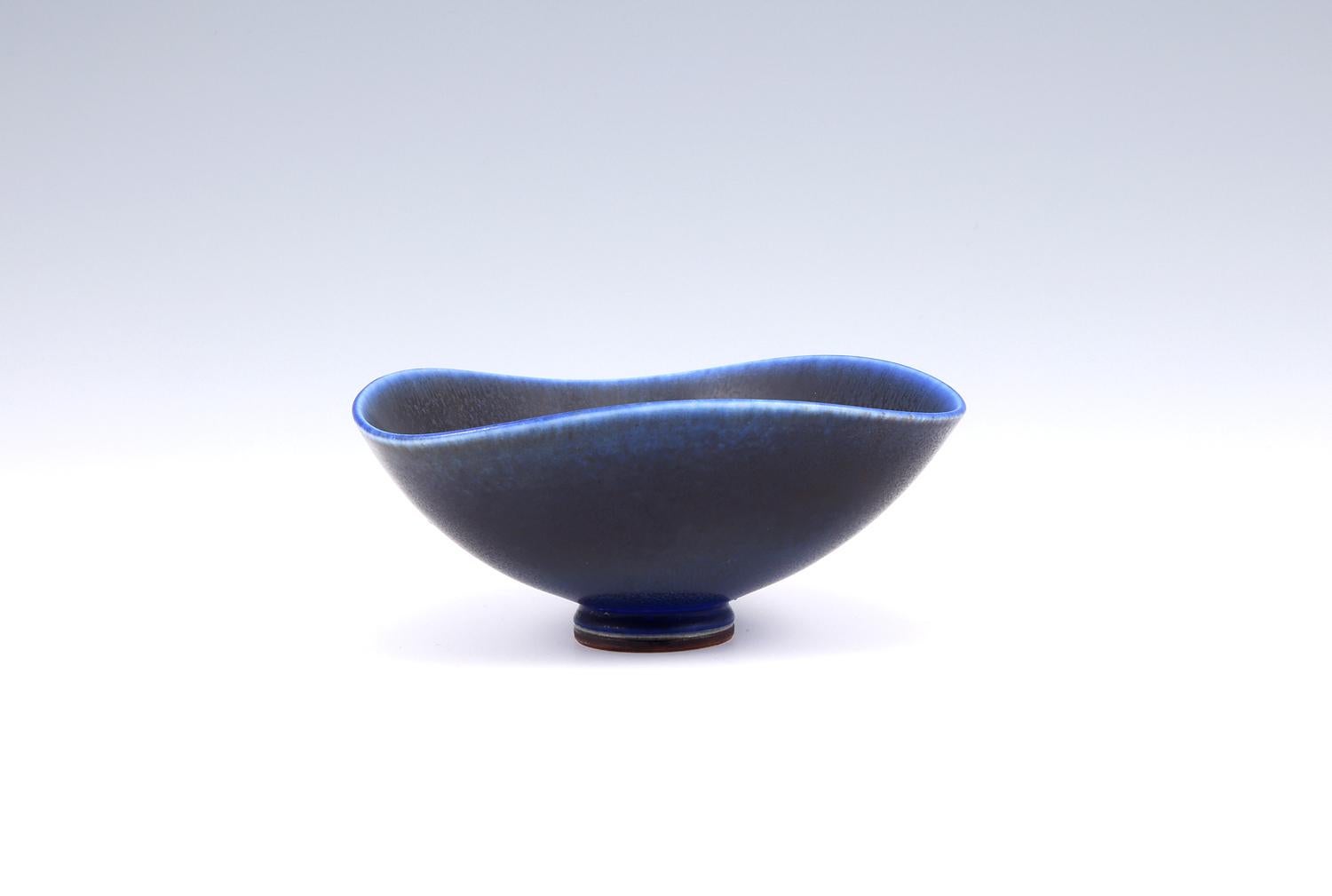 Glazed Berndt Friberg, Stoneware Blue Bowl, Gustavsberg, Sweden, 1964