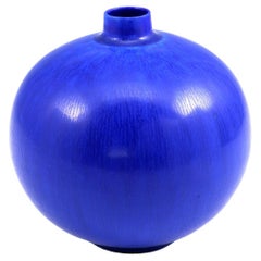 Berndt Friberg, Stoneware Blue Vase, Gustavsberg, Sweden, 1949