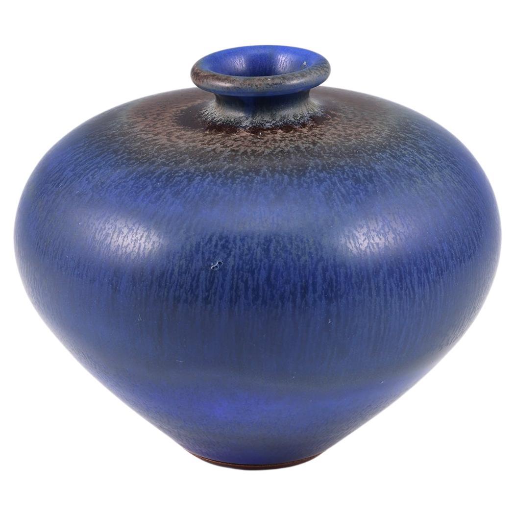 Berndt Friberg, Stoneware Blue Vase, Gustavsberg, Sweden, 1967