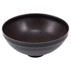 Vintage Berndt Friberg, Stoneware Deep Brown Bowl, Gustavsberg, Sweden, 1957