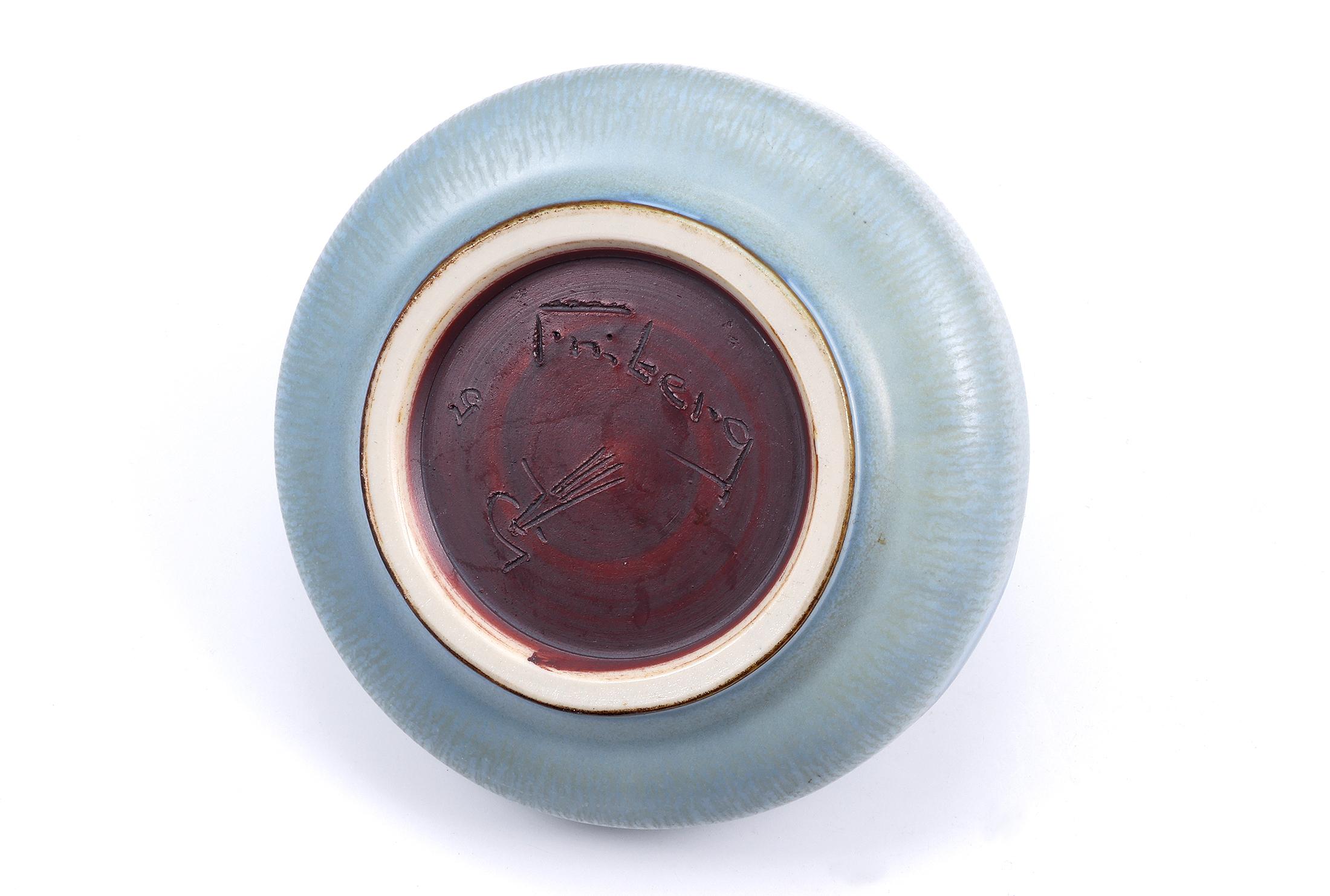 Berndt Friberg, Stoneware Celadon Glazed Discus Vase, Gustavsberg, Sweden, 1965 For Sale 5