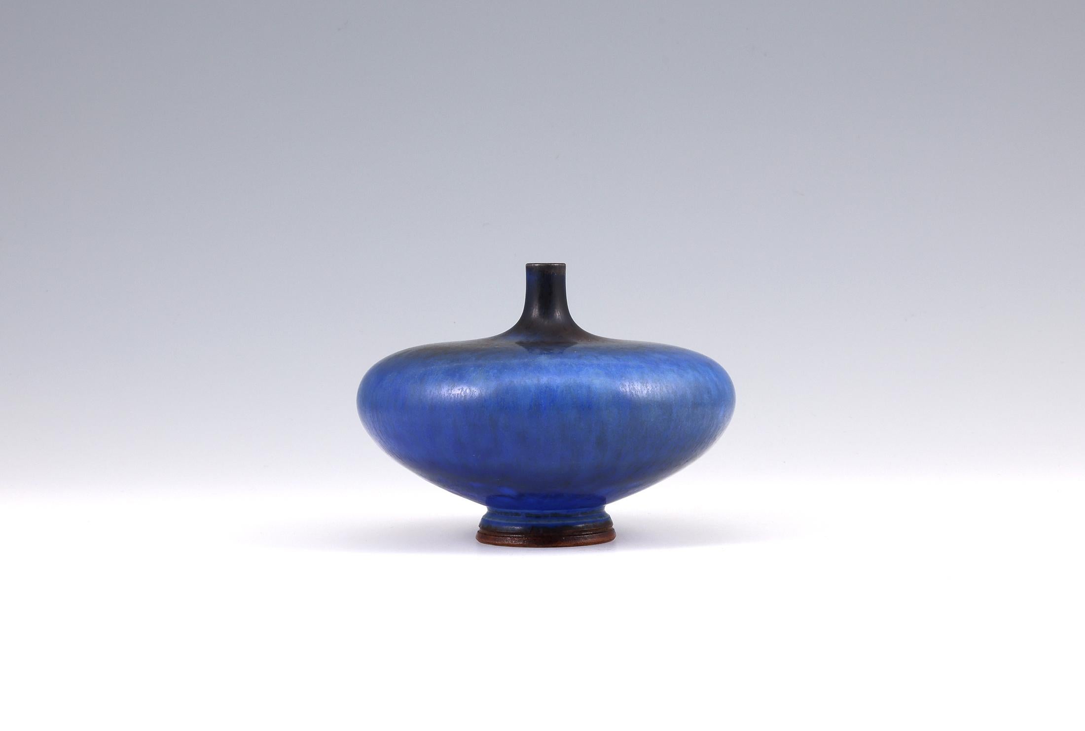 Glazed Berndt Friberg, Stoneware Discus Vase, Gustavsberg, Sweden, 1971