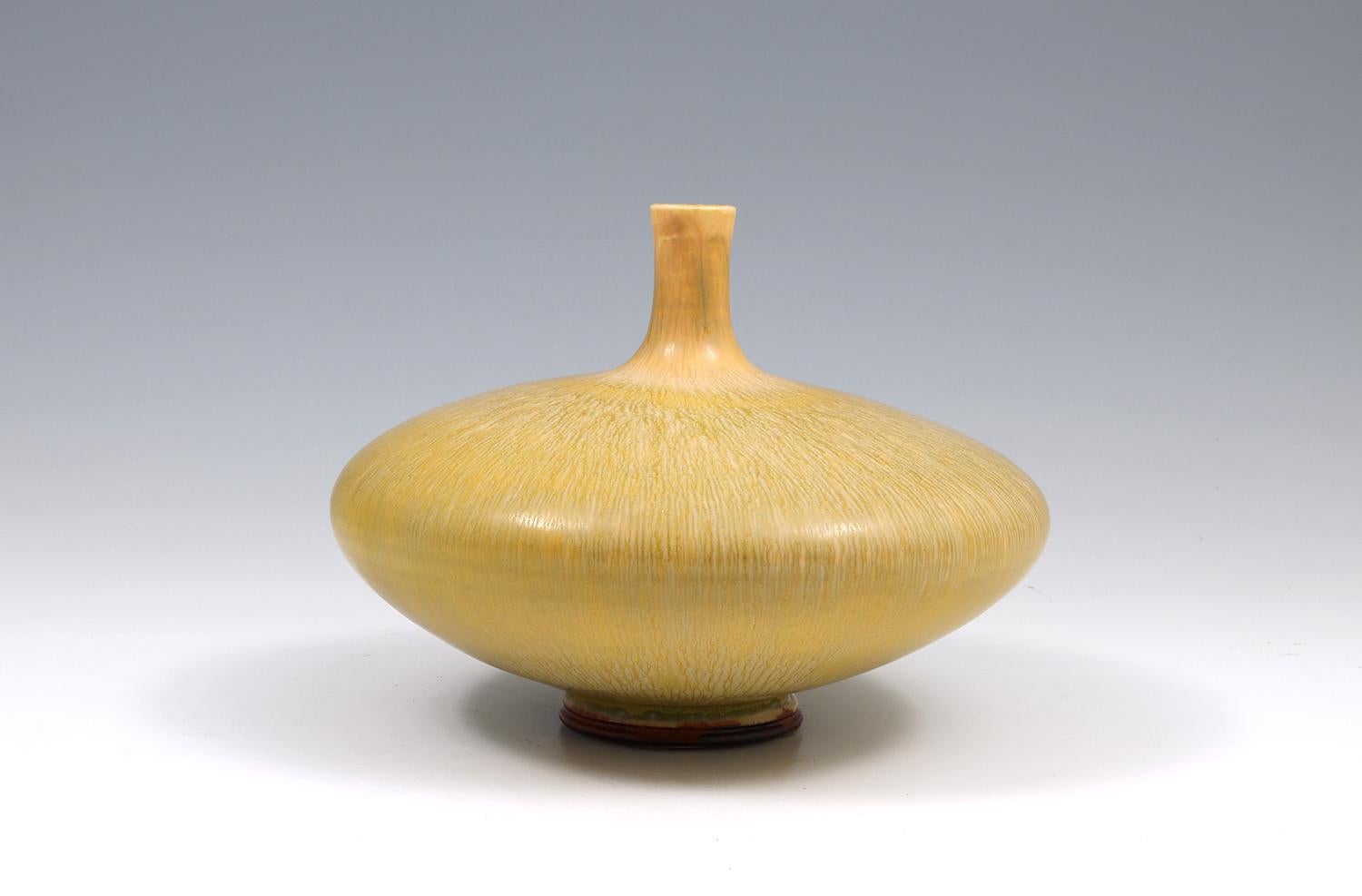 Ceramic Berndt Friberg, Stoneware Discus Vase, Gustavsberg, Sweden, 1976