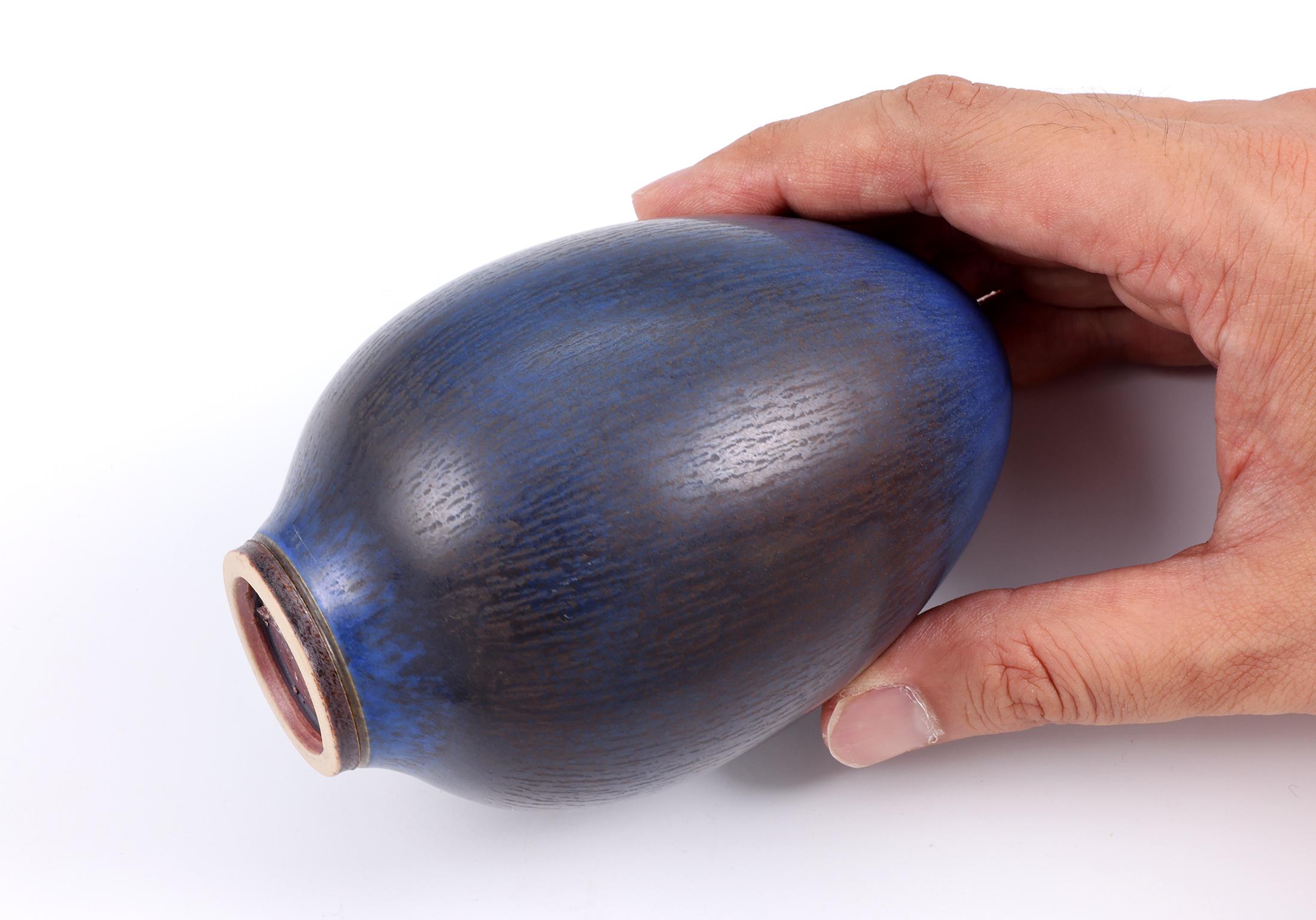 Berndt Friberg, Stoneware Blue egg Vase, Gustavsberg, Sweden, 1960 7