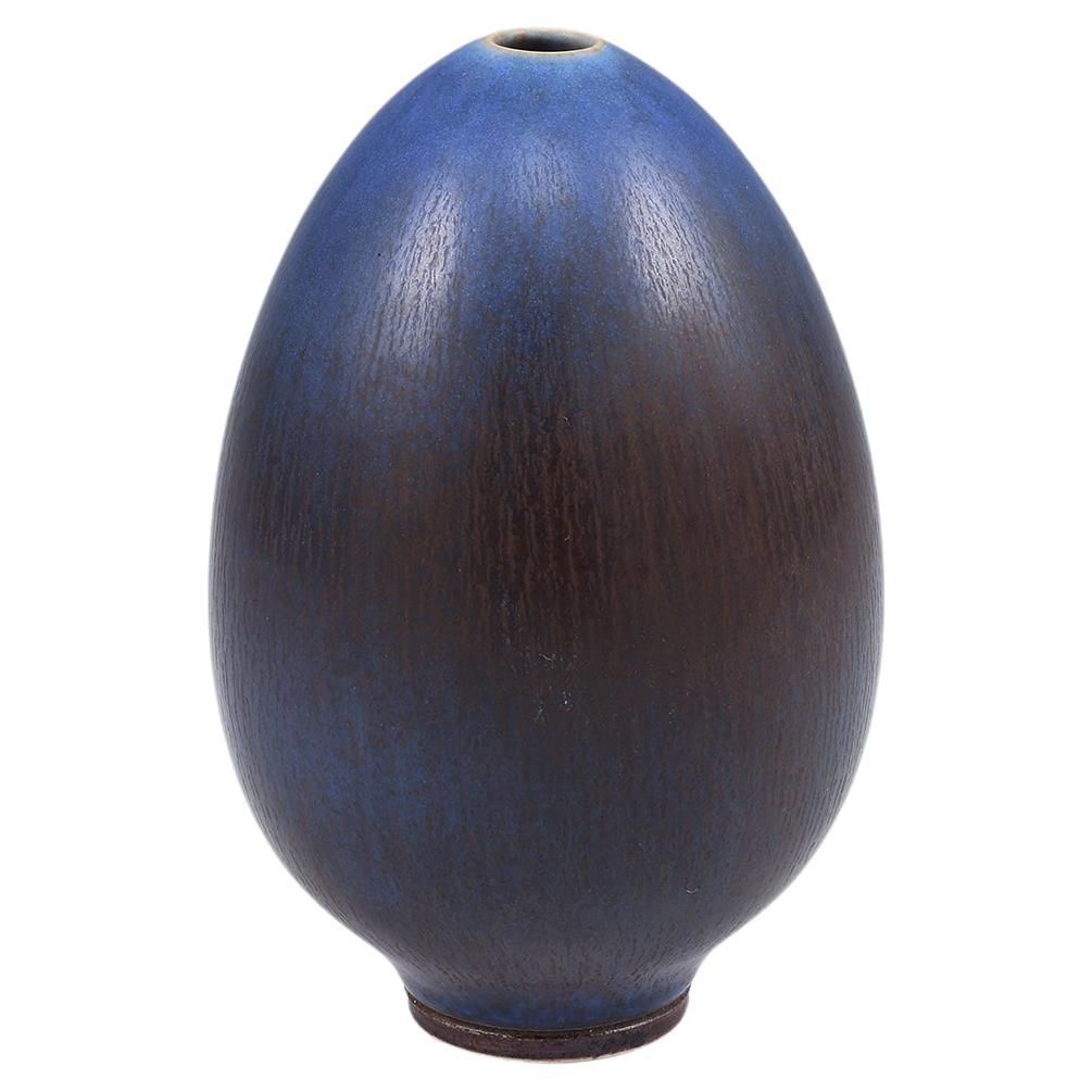Berndt Friberg, Stoneware Blue egg Vase, Gustavsberg, Sweden, 1960