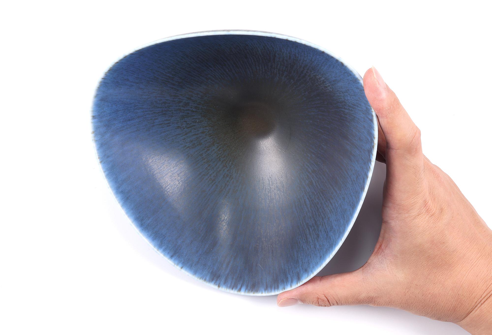 Berndt Friberg, Stoneware Large Blue Bowl, Gustavsberg, Sweden, 1961 6