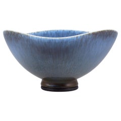 Retro Berndt Friberg, Stoneware Large Blue Bowl, Gustavsberg, Sweden, 1961