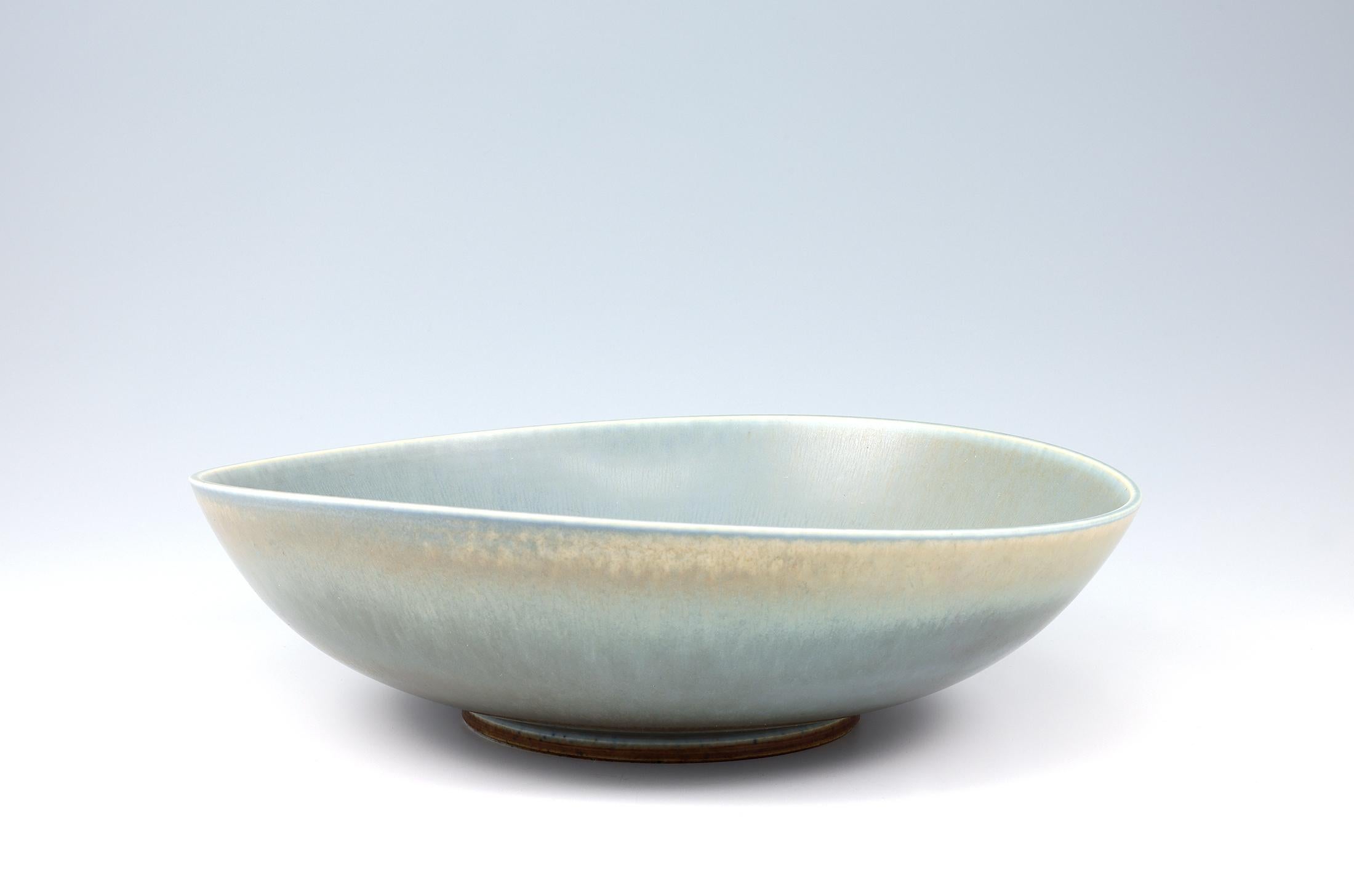 Swedish Berndt Friberg, Stoneware Celadon glazed Large Bowl, Gustavsberg, Sweden, 1957 For Sale