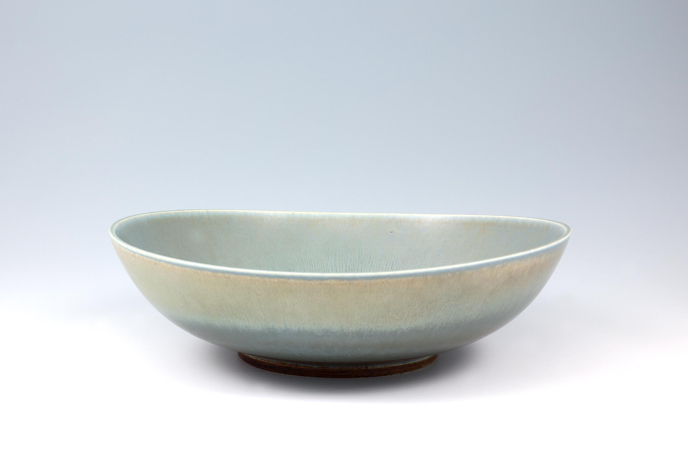 Glazed Berndt Friberg, Stoneware Celadon glazed Large Bowl, Gustavsberg, Sweden, 1957 For Sale
