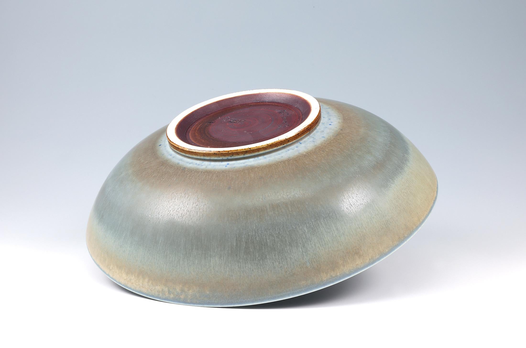 Ceramic Berndt Friberg, Stoneware Celadon glazed Large Bowl, Gustavsberg, Sweden, 1957 For Sale