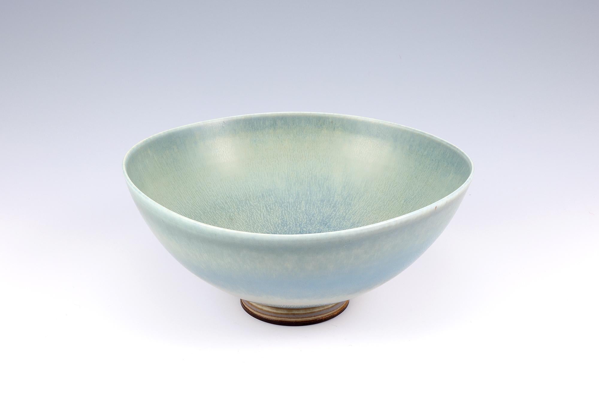 Swedish Berndt Friberg, Stoneware Pale Blue Bowl, Gustavsberg, Sweden, 1956 For Sale