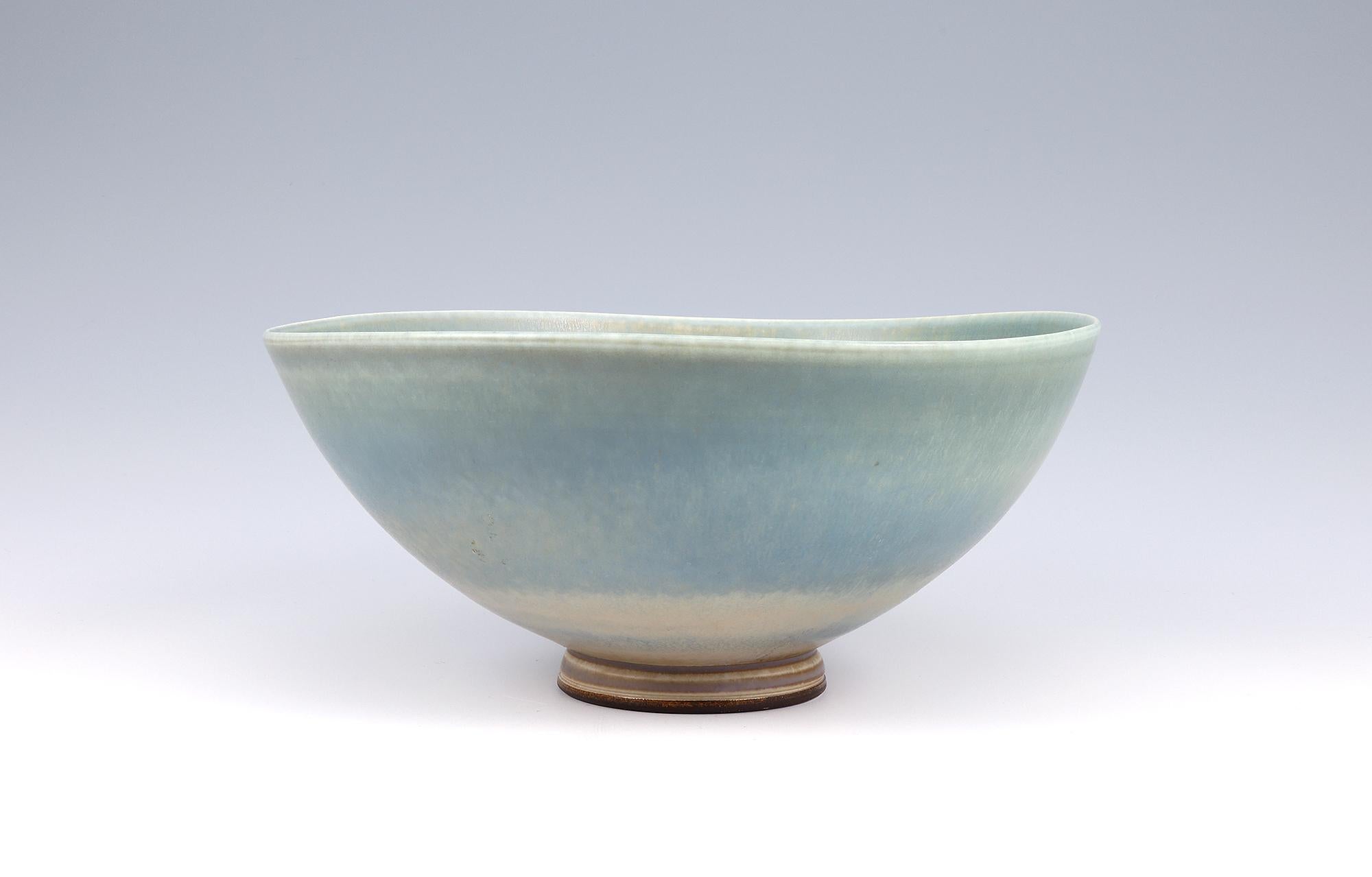 20th Century Berndt Friberg, Stoneware Pale Blue Bowl, Gustavsberg, Sweden, 1956 For Sale