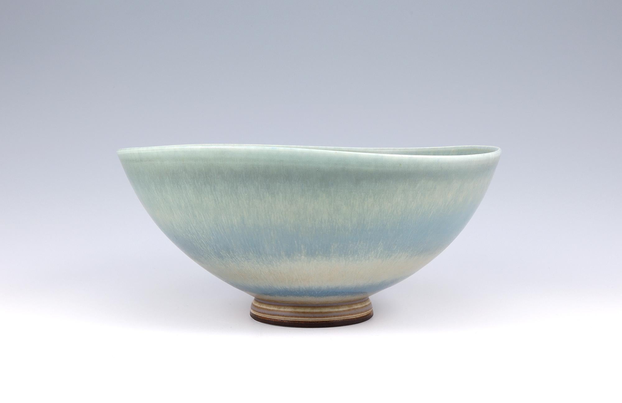 Ceramic Berndt Friberg, Stoneware Pale Blue Bowl, Gustavsberg, Sweden, 1956 For Sale