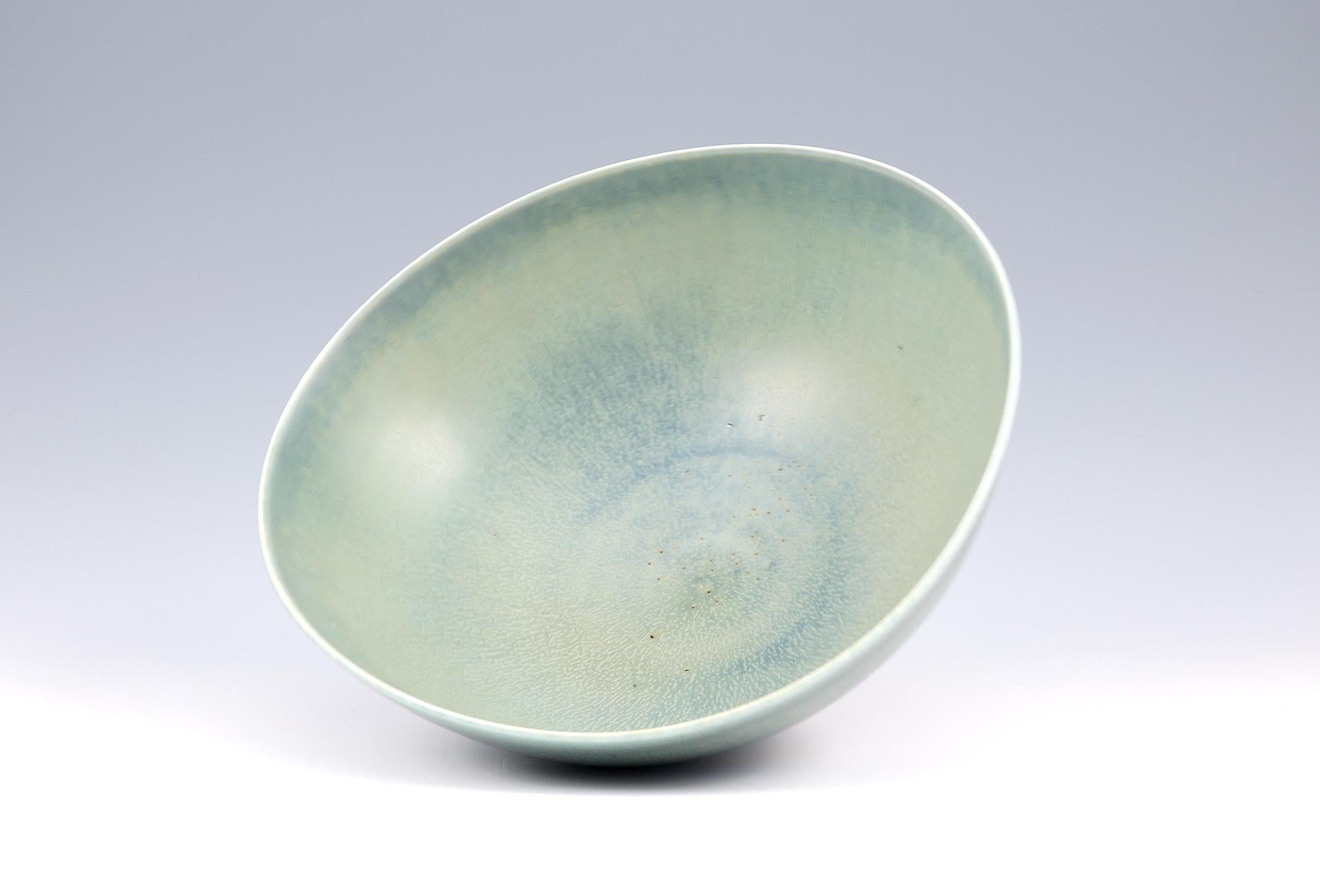 Ceramic Berndt Friberg, Stoneware Pale Blue Bowl, Gustavsberg, Sweden, 1956 For Sale